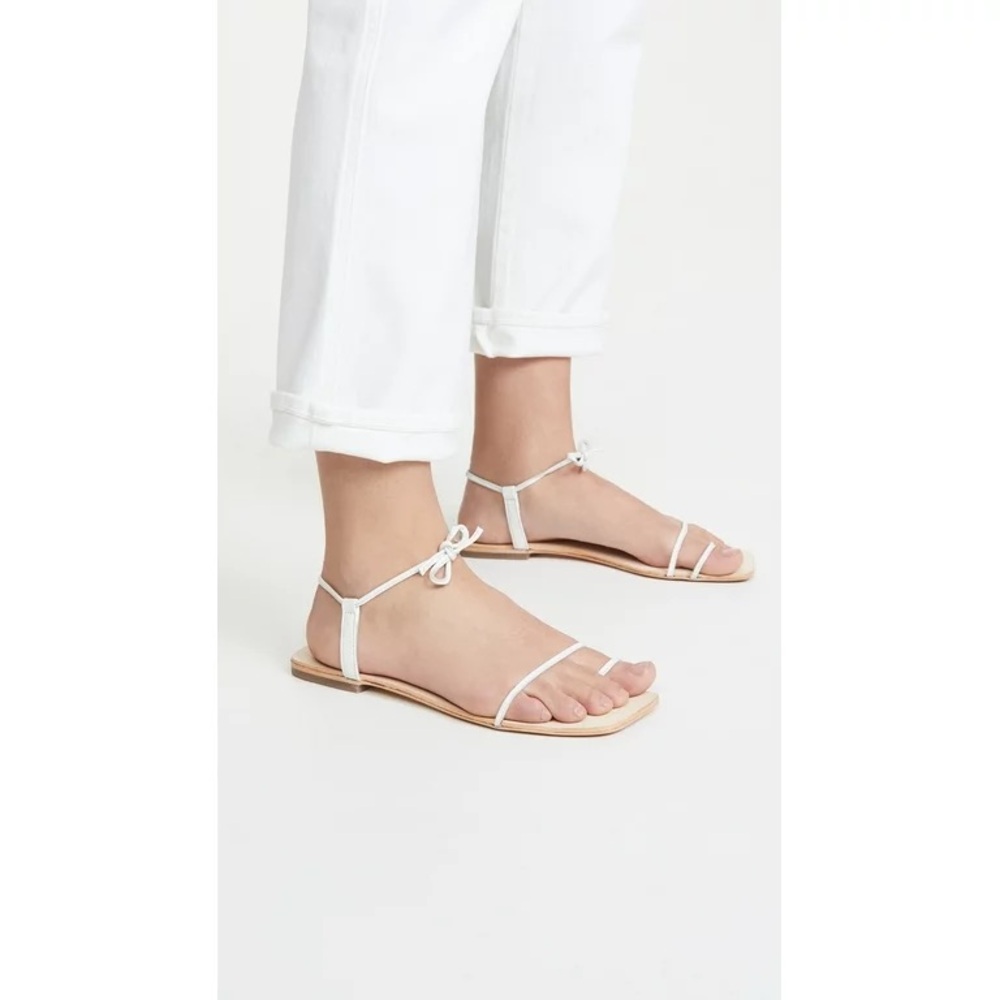 Jeffrey Campbell Aster White Leather Strappy Flat Tie Sandal